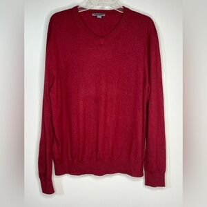 Johnston & Murphy Maroon Color Silk Blend V-Neck Long Sleeve Sweater‎ Men's XL